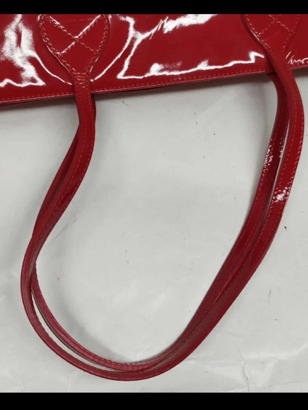 Celine Red Patent Leather Tote Bag With Padlock